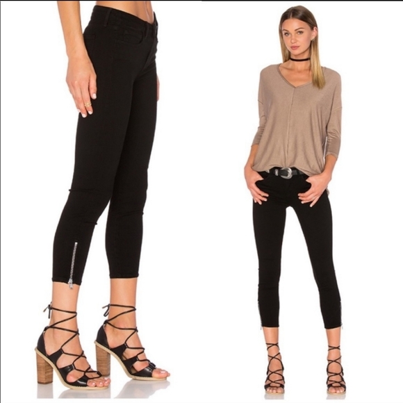L'agence Emmanuelle mid rise skinny zippered jeans noir size 25 - Picture 1 of 6